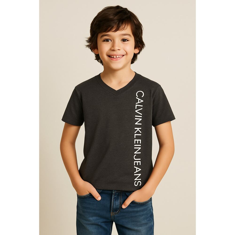 Calvin Klein Jeans Kids T-Shirt Size 6 Gray Logo Tee Boys Girls Unisex
